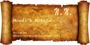 Novák Nikola névjegykártya