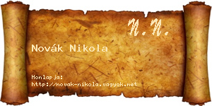 Novák Nikola névjegykártya